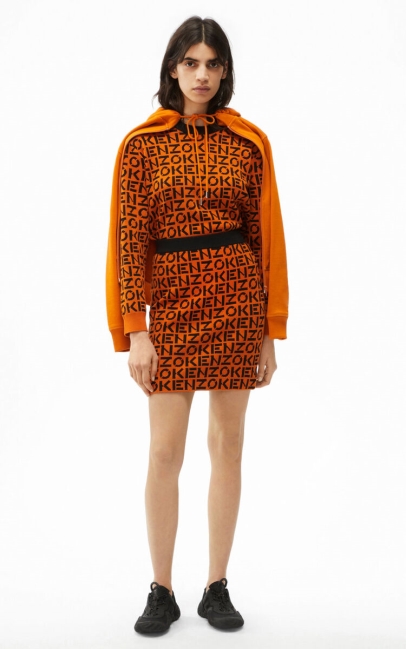 Kenzo Women Kenzo Sport Monogram Miniskirt  Deep Orange